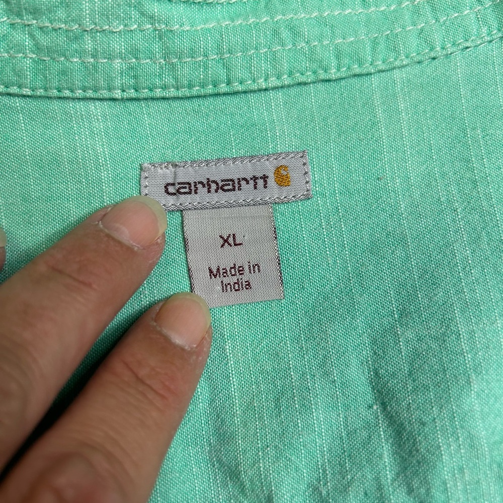 Carhartt Women's XL 16-18 Relaxed Fit Button Down Shirt. Teal Color - Picture 4 of 7